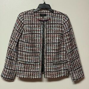 Talbots Petite 10P Tweed Bouclé Open Front Jacket